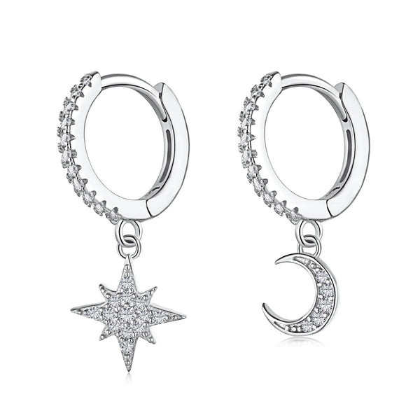 <CHIBA>Star and Moon Asymmetric Earrings