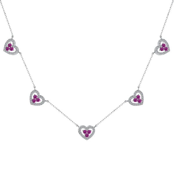 <CHIBA>Sparkling Five Heart Necklace