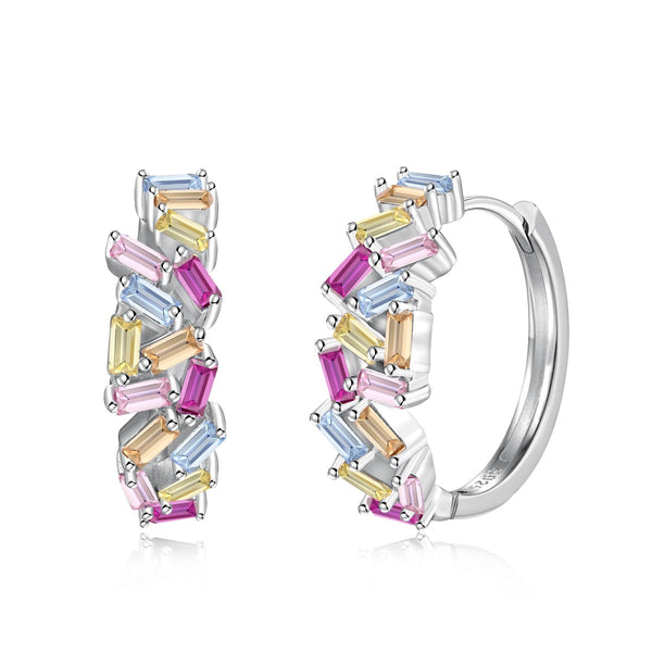 <CHIBA>Dazzling Colorful Emerald Cut Daily Earrings