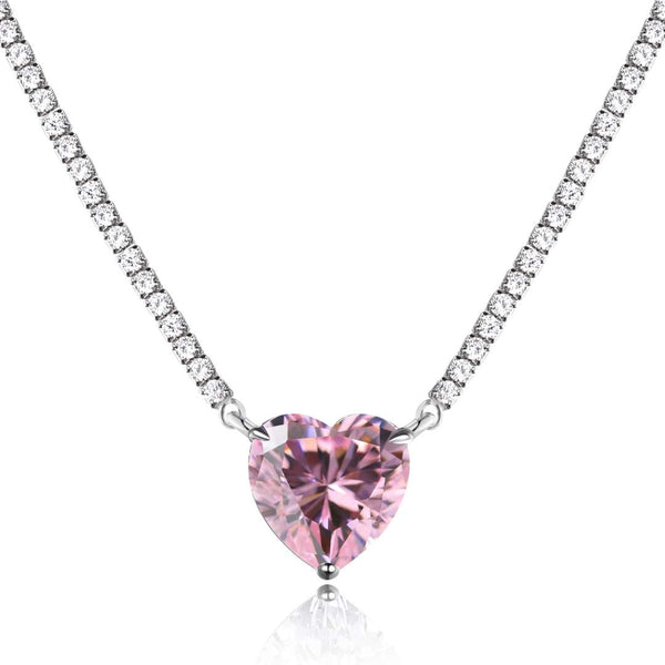 <CHIBA>8.0 Carat Versatile Colorful Sweet Heart-Shaped Tennis Necklace