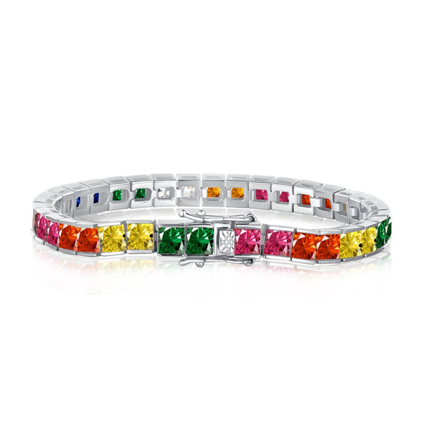 <CHIBA>Radiant Colorful Princess Cut Tennis Bracelet