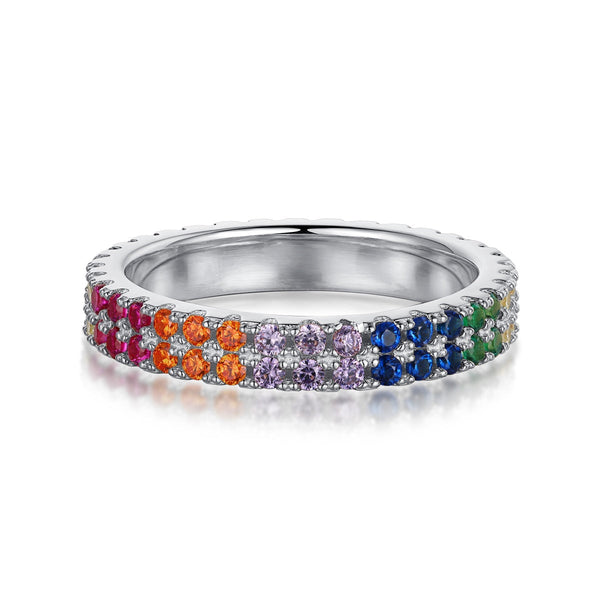 <CHIBA>Unique Colorful Round Cut Tennis Ring