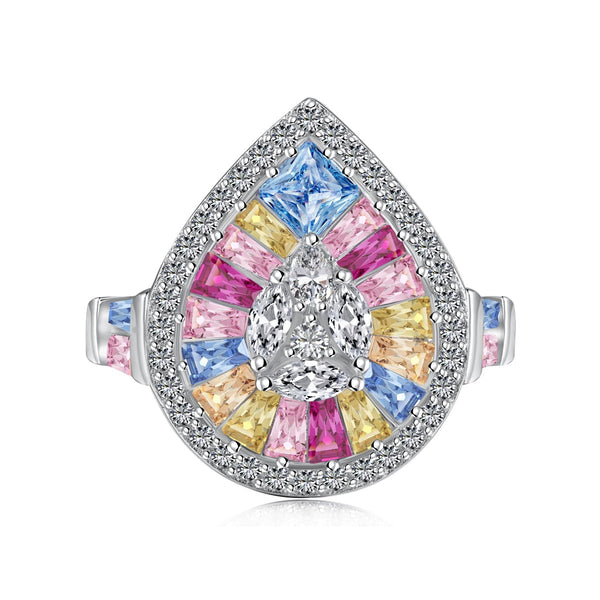 <CHIBA>Elegant Colorful Water Drop Shape Banquet Ring