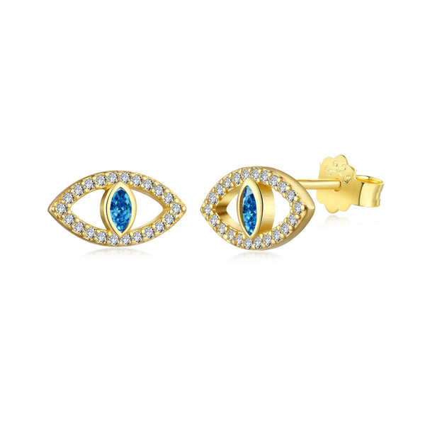 <CHIBA>Blue Devil Eyes Hollow Stud Earrings