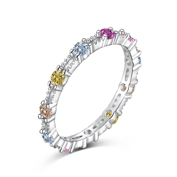 <CHIBA>Sparkling Colorful Round Cut Tennis Ring
