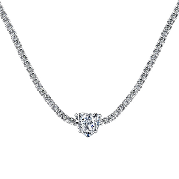 <CHIBA>2.0 Carat Sparkling Tennis Heart Cut Necklace