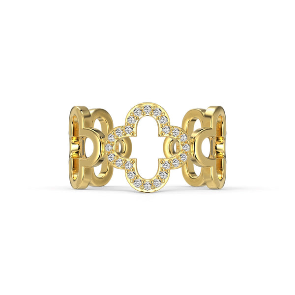 <CHIBA>Hollow Design Four-Leaf Clover Flower Shape Ring