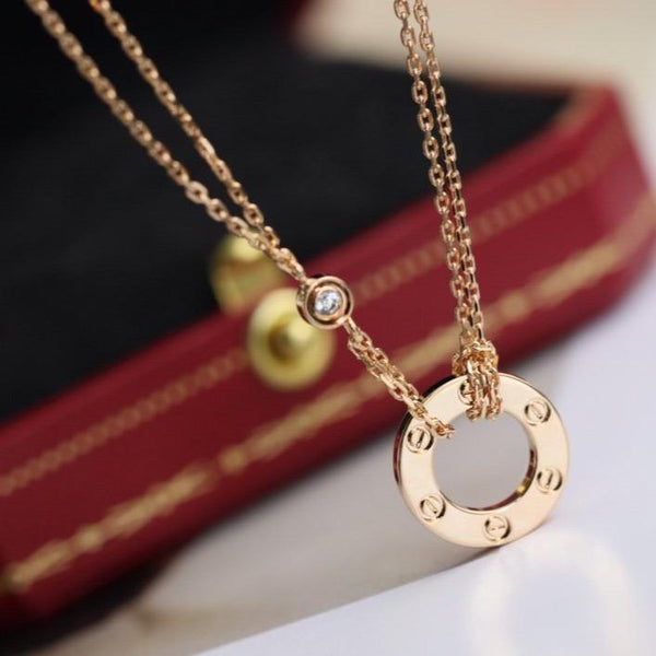 <CHIBA>LOVE NECKLACE ADJUSTABLE ROSE GOLD 2 DIAMOND