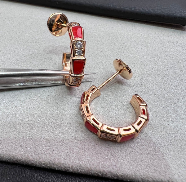 <CHIBA>SERPENTI CARNELIAN PINK GOLD EARRINGS