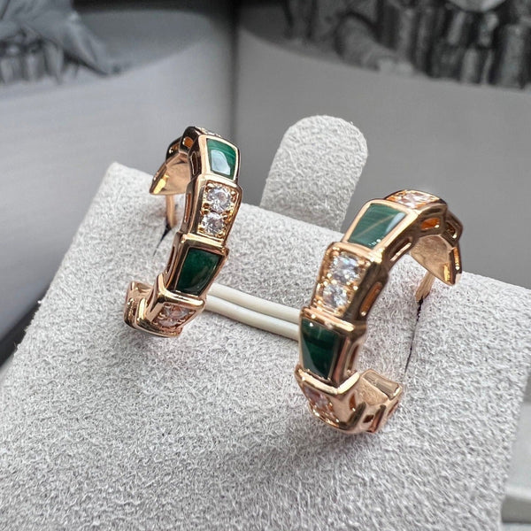 <CHIBA>SERPENTI MALACHITE PINK GOLD EARRINGS