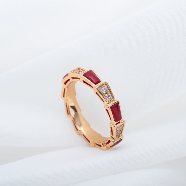 <CHIBA>SERPENTI RING PINK GOLD CARNELIAN DIAMOND 3MM