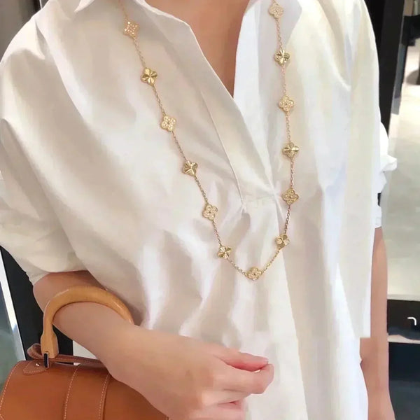 <CHIBA>CLOVER 20 MOTIFS LASER DIAMOND NECKLACE