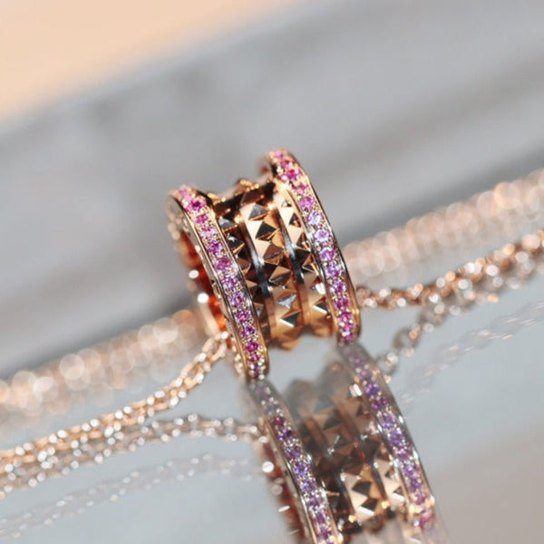 <CHIBA>ZERO 1 ROCK PINK GOLD PINK DIAMOND NECKLACE