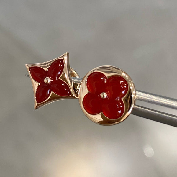 <CHIBA>STAR AND SUN PINK GOLD CARNELIAN STUD EARRINGS