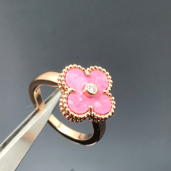 <CHIBA>CLOVER RHODONITE ROSE GOLD RING