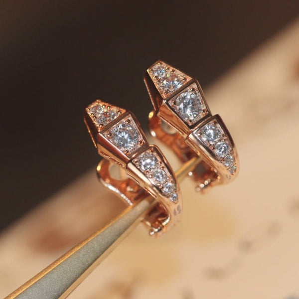 <CHIBA>SERPENT PINK GOLD DIAMOND EARRINGS