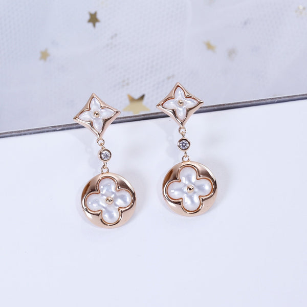 <CHIBA>STAR AND SUN PINK GOLD MOP DROP EARRINGS