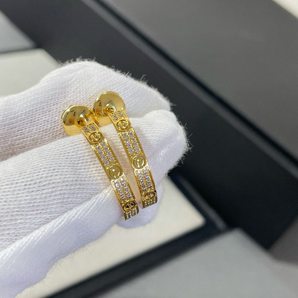 <CHIBA>LOVE DIAMOND GOLD HOOP EARRINGS