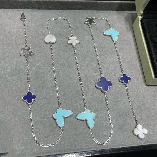 <CHIBA>LUCKY CLOVER SILVER 11 MOTIF NECKLACE