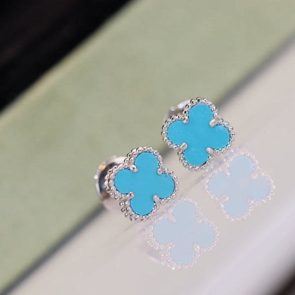 <CHIBA>CLOVER MINI TURQUOISE SILVER STUD EARRINGS