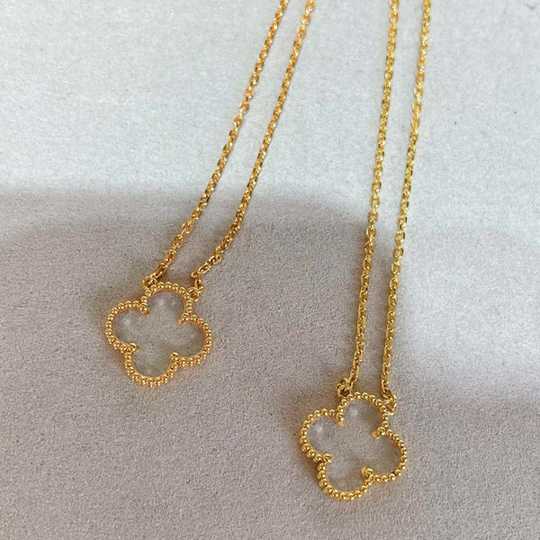 <CHIBA>CLOVER ROCK CRYSTAL ROSE GOLD NECKLACE