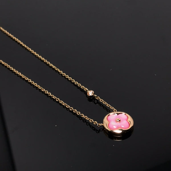 <CHIBA>COLOR BLOSSOM PINK MOP SUN GOLD NECKLACE