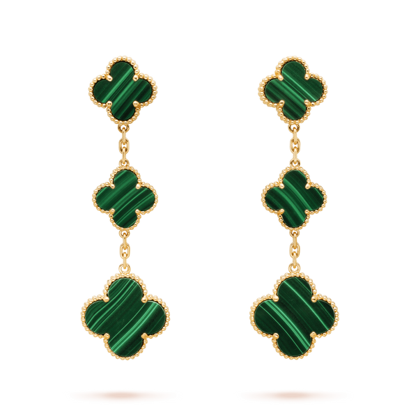 <CHIBA>CLOVER MALACHITE 3 MOTIFS GOLD