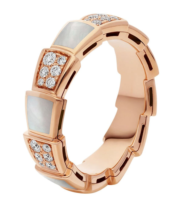 <CHIBA>SERPENTI RING PINK GOLD MOP DIAMOND PAVED 4MM