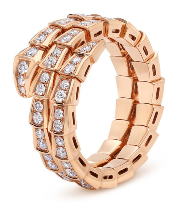 <CHIBA>SERPENTI RING PINK GOLD DIAMOND DOUBLE ROW