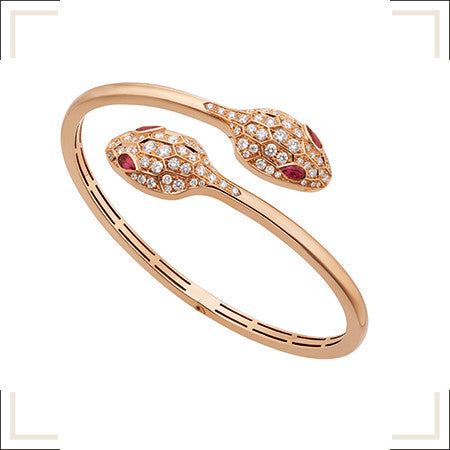 <CHIBA>SERPENTI BRACELET PINK GOLD DIAMOND DOUBLE SNAKE