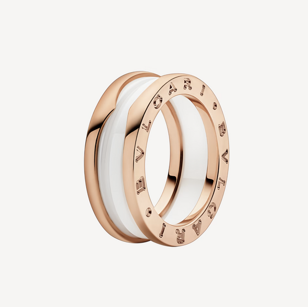 <CHIBA>ZERO 1 TWO-BAND LOOPS AND WHITE CERAMIC SPIRAL PINK GOLD RING