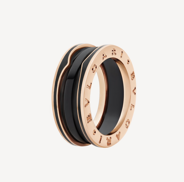 <CHIBA>ZERO 1 TWO-BAND WITH MATTE BLACK CERAMIC PINK GOLD RING