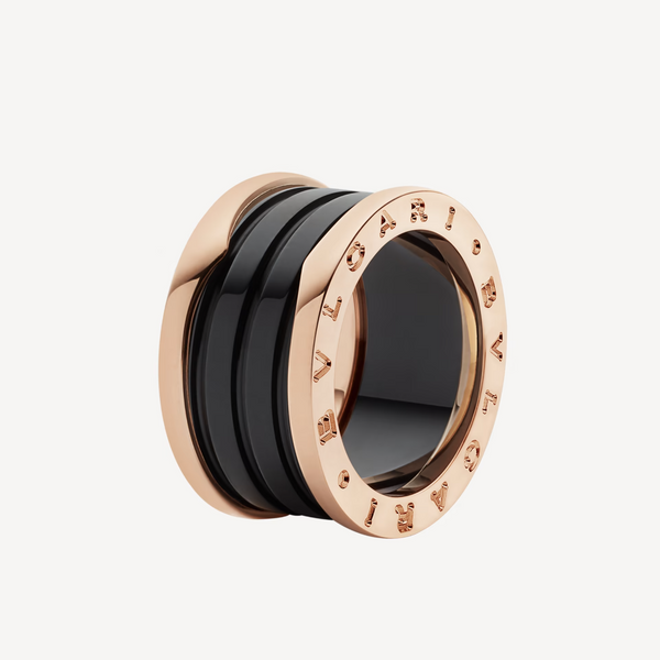 <CHIBA>ZERO 1 FOUR-BAND LOOPS AND BLACK CERAMIC SPIRAL PINK GOLD RING