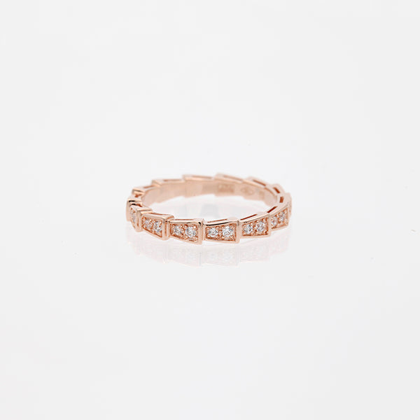 <CHIBA>SERPENTI RING PINK GOLD DIAMOND PAVED 3MM