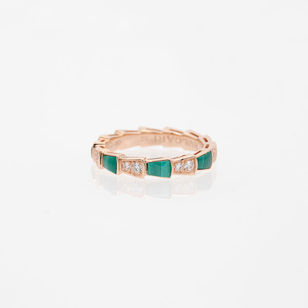 <CHIBA>SERPENTI RING PINK GOLD MALACHITE DIAMOND 3MM