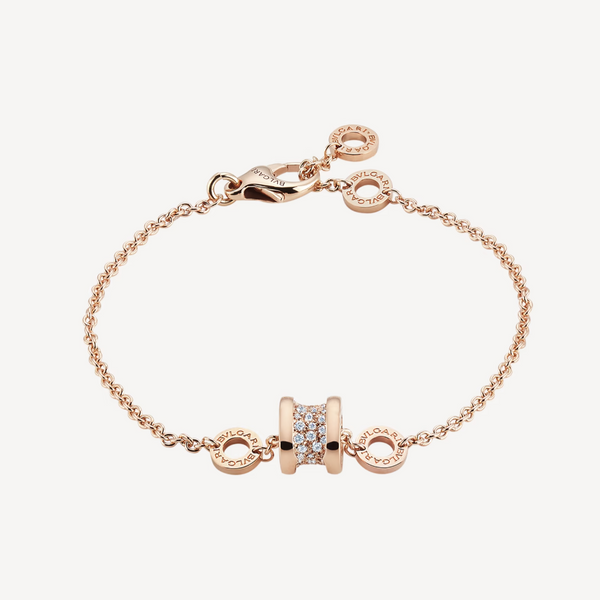 <CHIBA>ZERO 1 SOFT PINK GOLD WITH PAVED DIAMONDS ON THE SPIRAL BRACELET
