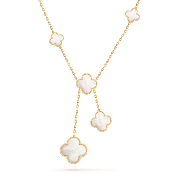 <CHIBA>CLOVER MOTHER OF PEARL NECKLACE 6 MOTIF