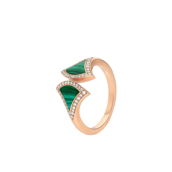 <CHIBA>DREAM MALACHITE DIAMOND OPEN RING