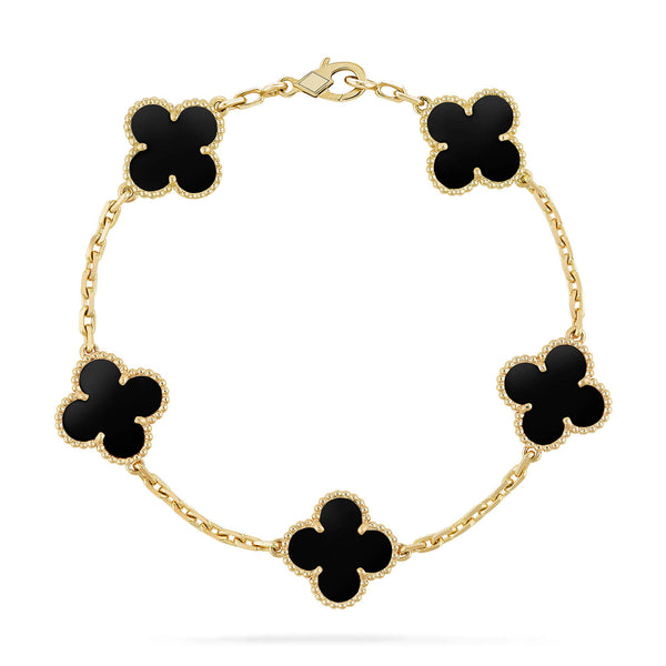 <CHIBA>CLOVER  5 MOTIFS BLACK ONYX BRACELET