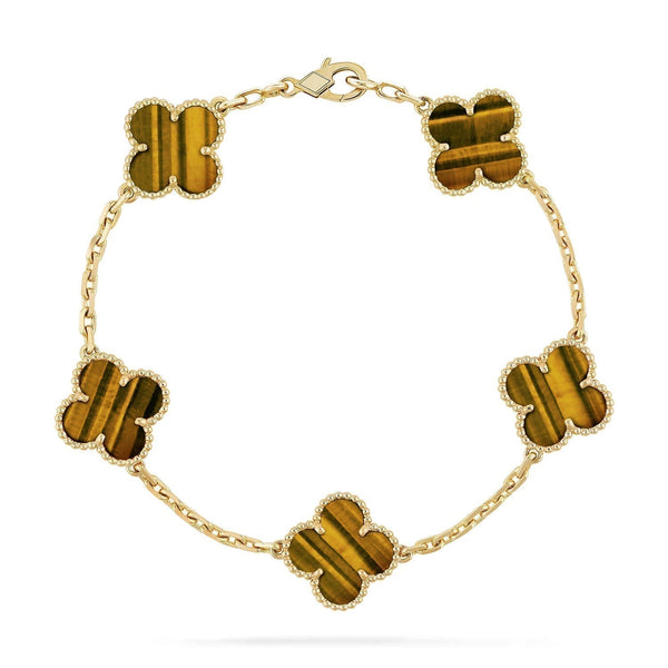 <CHIBA>CLOVER  5 MOTIFS TIGER EYE BRACELET