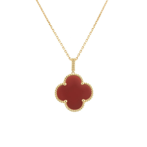 <CHIBA>CLOVER 25MM NECKLACE GOLD CARNELIAN