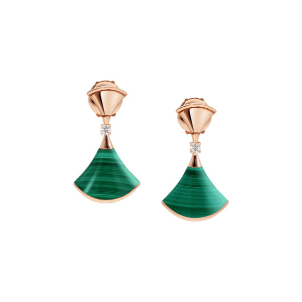 <CHIBA>DREAM MALACHITE PINK GOLD EARRINGS