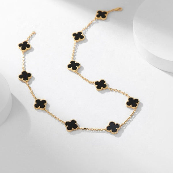 <CHIBA>CLOVER 10 MOTIFS ONYX NECKLACE