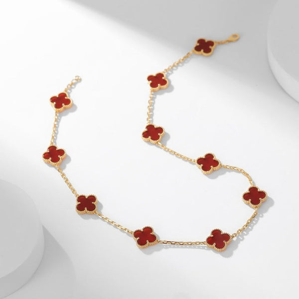 <CHIBA>CLOVER 10 MOTIFS CARNELIAN NECKLACE