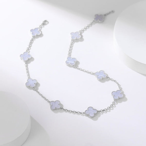 <CHIBA>CLOVER 10 MOTIFS PURPLE CHALCEDONY NECKLACE