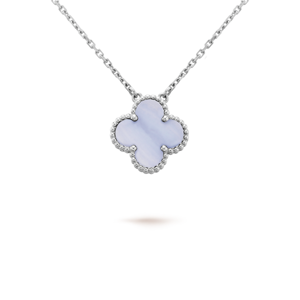 <CHIBA>CLOVER 15MM BLUE CHALCEDONY NECKLACE SILVER