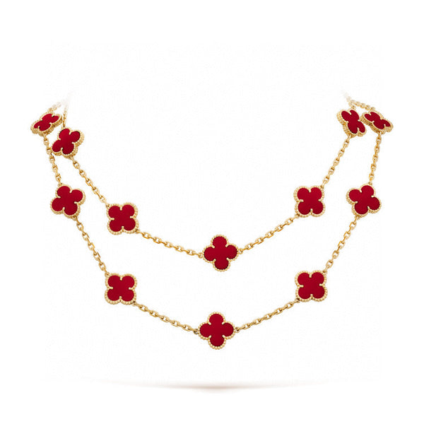 <CHIBA>CLOVER 20 MOTIFS CARNELIAN NECKLACE