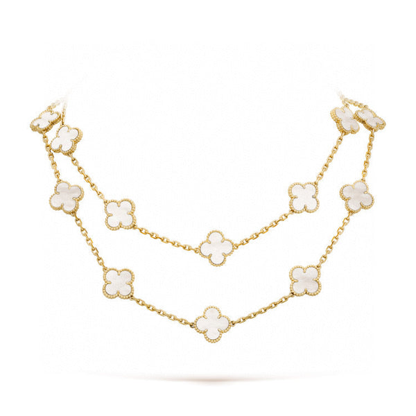 <CHIBA>CLOVER 20 MOTIFS WHITE MOP NECKLACE