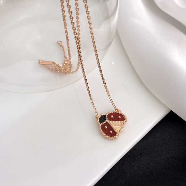 <CHIBA>LUCKY  CARNELIANS LADYBUG NECKLACE
