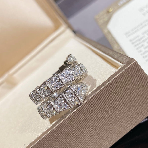 <CHIBA>SERPENTI DOUBLE RING SILVER DIAMOND PAVED